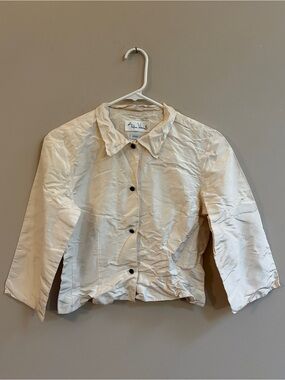Sylvia Heisel 2000 Y2K Silk Button Down 3/4 Sleeve Shirt Top Blouse